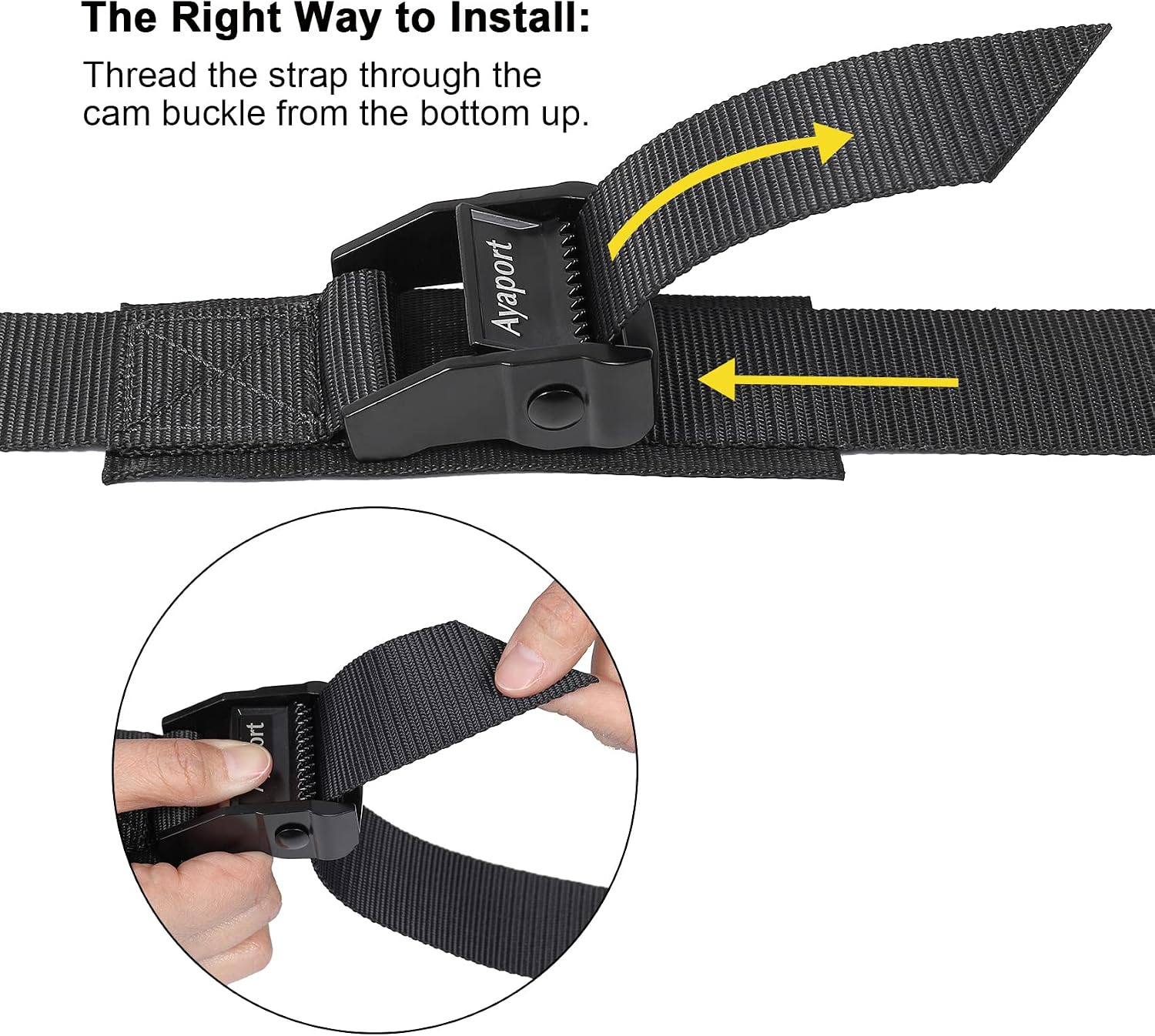 Ayaport Lashing Straps with Buckles Adjustable Cam Buckle Tie Down Cinch Strap for Packing Black 4 Pack
