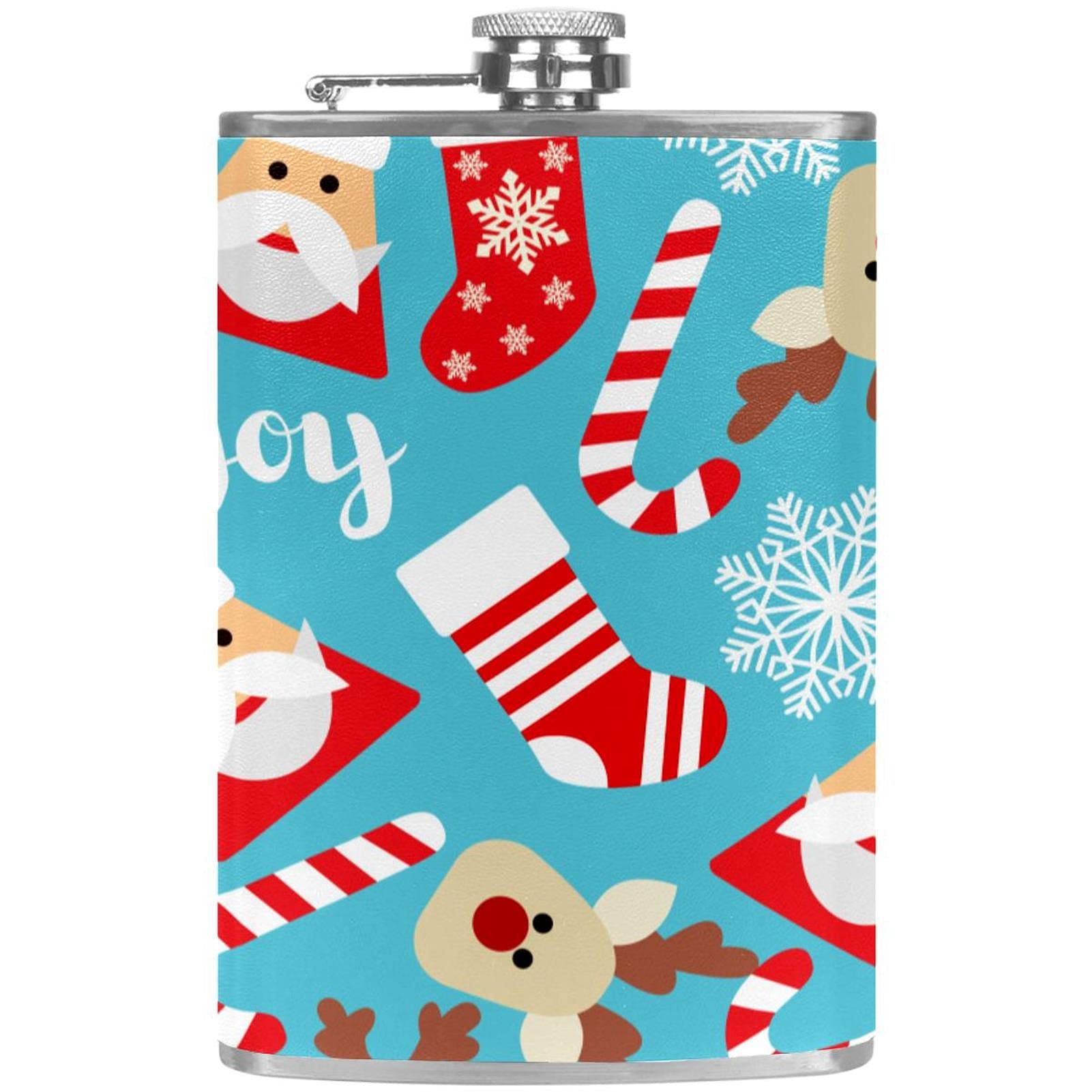 Fiole étanche élan et flocons : flasque inox pour rhum et vodka