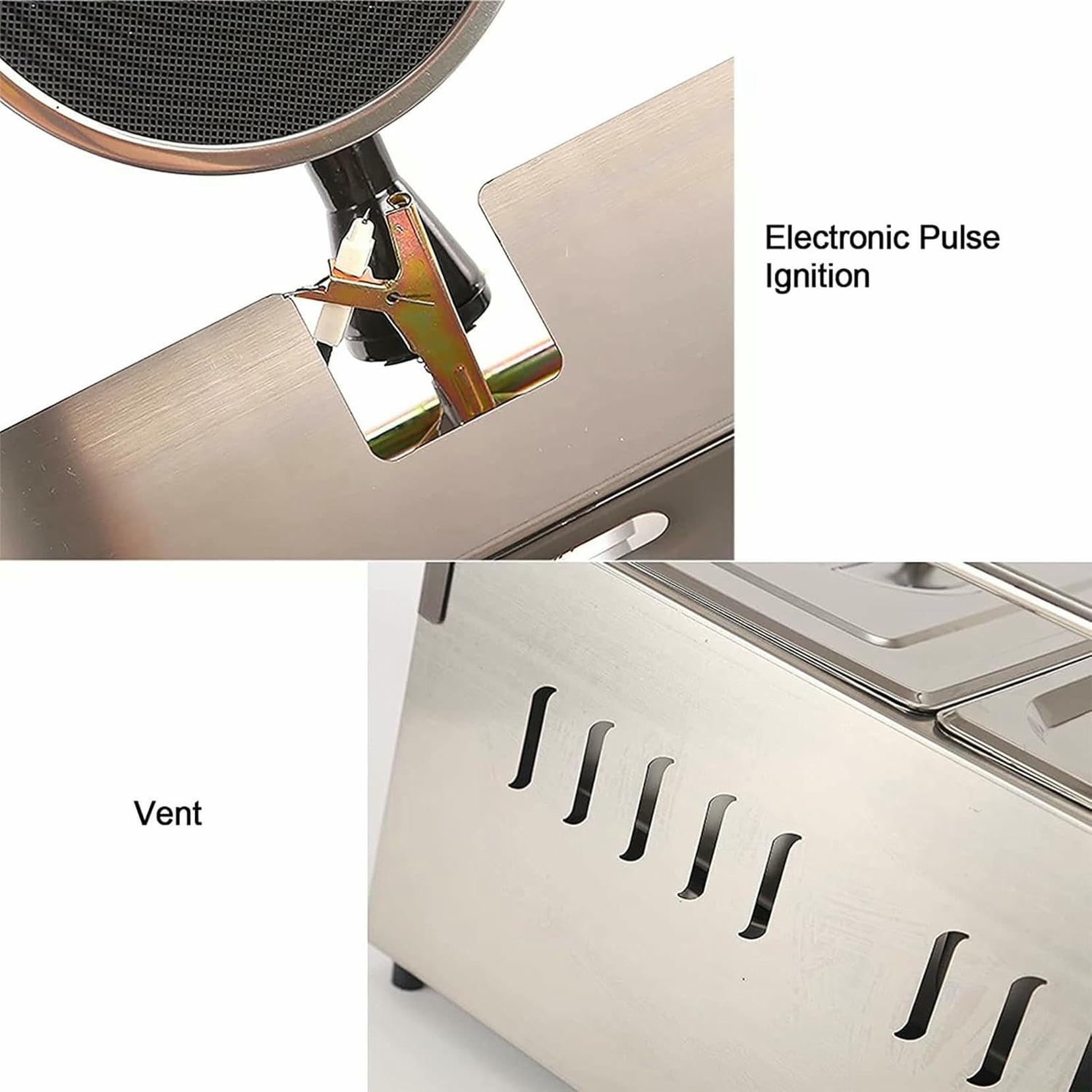 Freidora Comercial, freidora a Gas de Gran Capacidad de 20 l con cestas, freidora a Gas GLP de Acero Inoxidable para encimera, para Patatas Fritas, Restaurante, Cocina casera~/