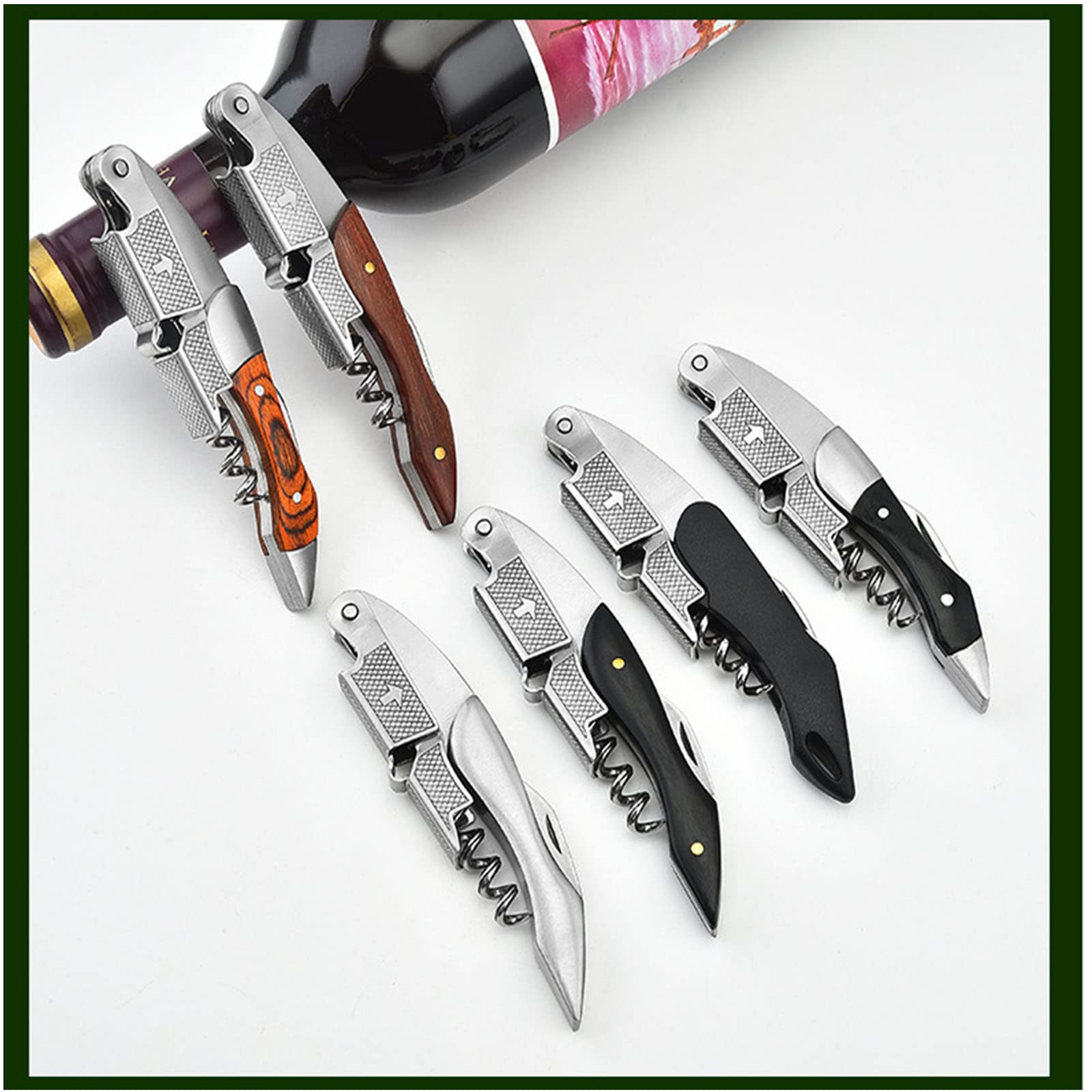 Cavatappi Da Cameriere Professionale In Acciaio Inox E Palissandro, Per Bottiglie Di Vino, Apribottiglie 3 In 1, In Acciaio Inox Robusto, Manico In