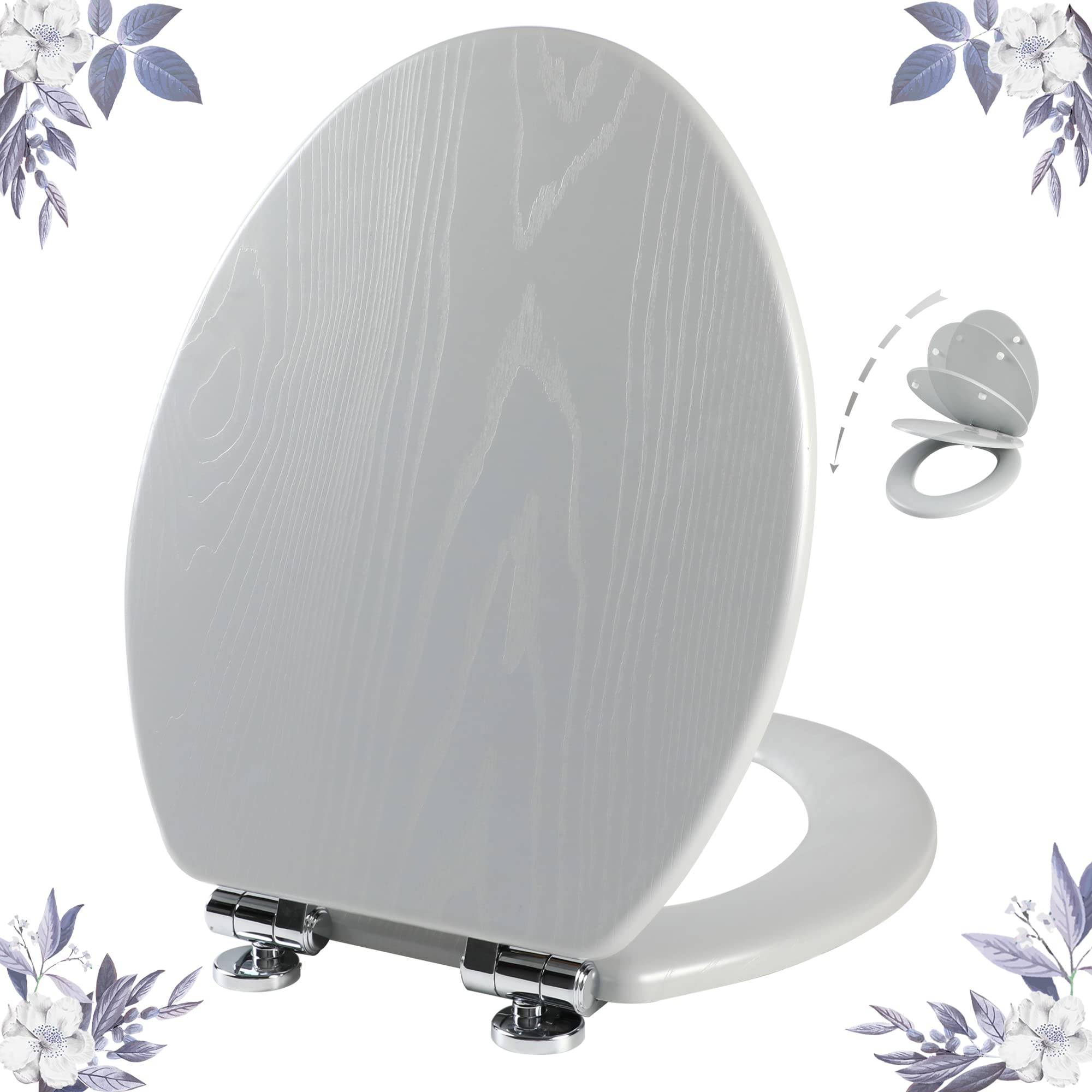 Elongated Toilet Seat Molded Wood Toilet Seat with Quietly Close and