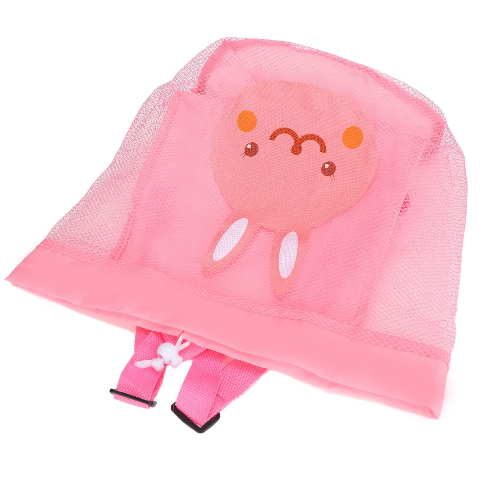 Bolsa de Malla de Playa de Juguete para Niños, Bolsa Plegable de Malla de Playa, Mochila de Playa con Cordón Transpirable, Plegable, para Toallas de Baño para Viajes, Bocadillos (Rosado)
