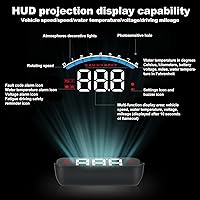 Vista 5 de Pantalla frontal para automóvil, pantalla frontal HUD OBD2 de 3.5 pulgadas, velocímetro digital para parabrisas de pantalla Hud de automóvil