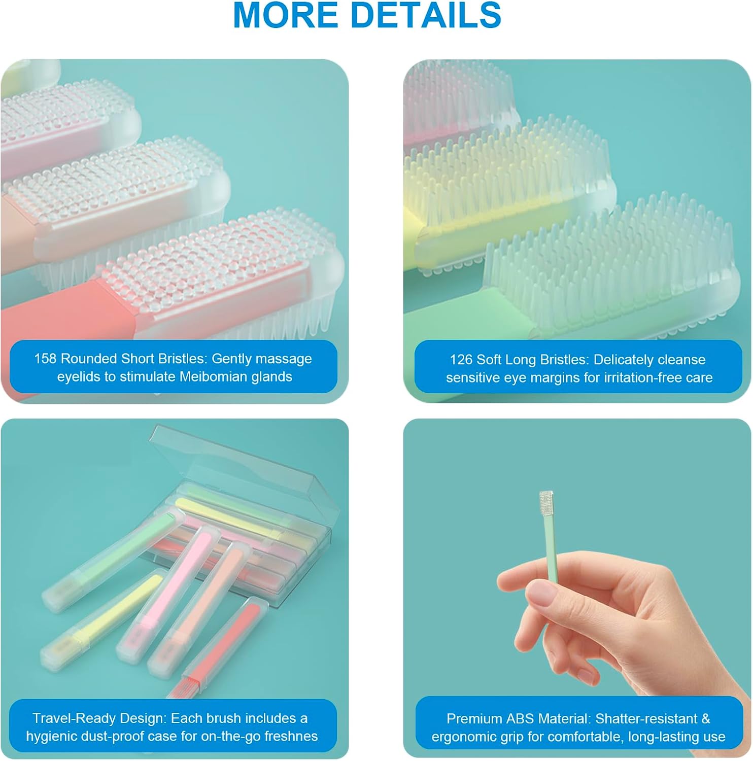 Eyelid Brush for Sensitive Eyes,Soft Silicone Eyelid Scrubber,Gentle Cleansing for Blepharitis,MGD & Dry Eyes, Fast Removes Dirt,Oil & Debris,Dry Brush for Eyelid Cleaner Parters (Colorful) - Image 7