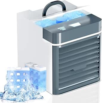 Portable Air Conditioner, Mini Personal Cooler with 3 Speeds and Ice Packs
