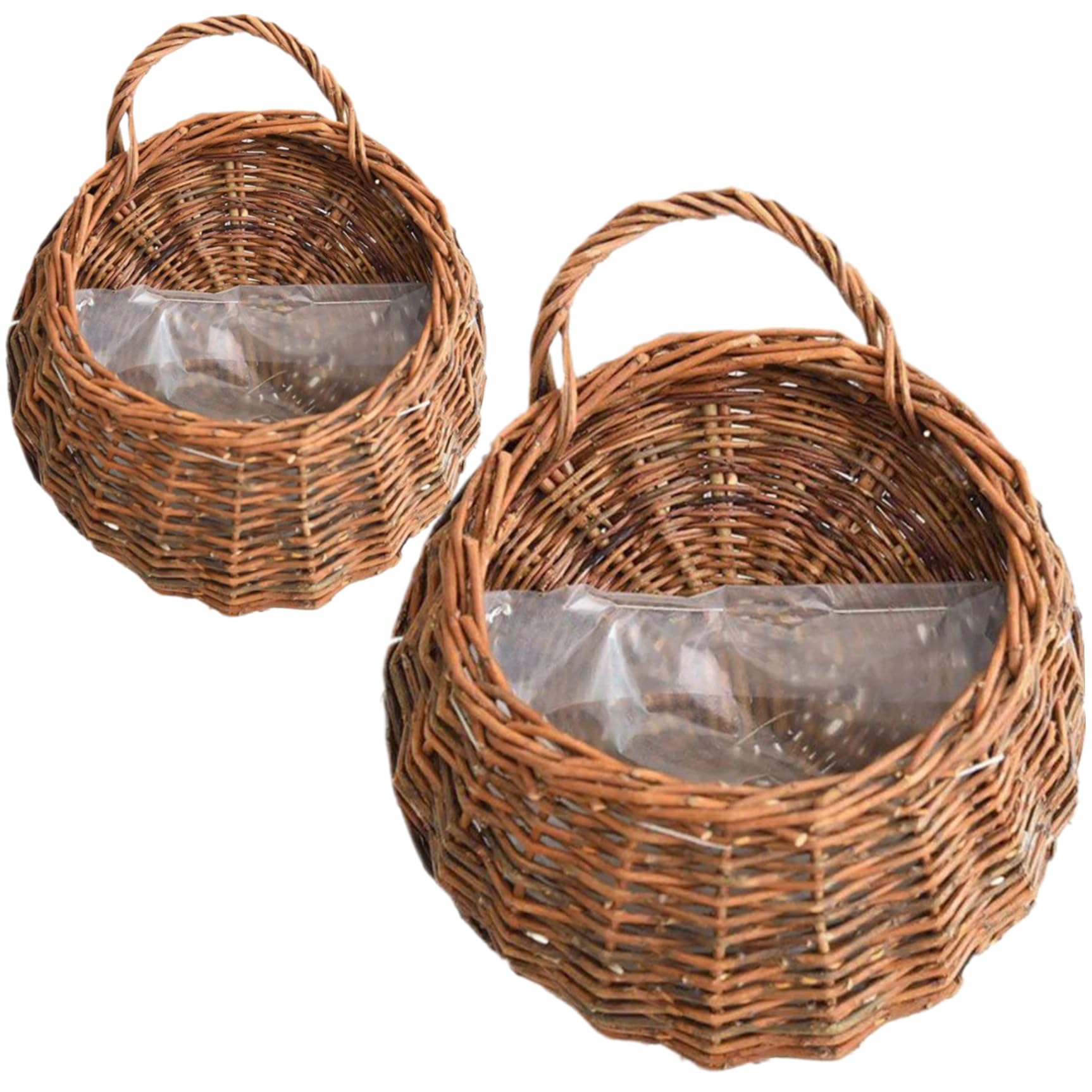 Faroby Hanging Planter 2Pcs Natural Rattan Vintage Wall Hanging Basket Rattan Color