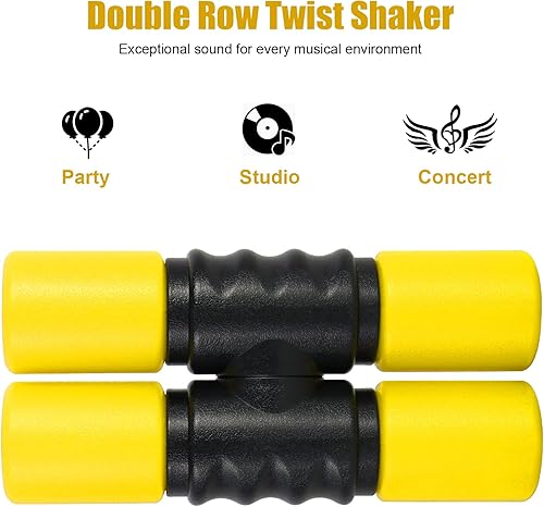 Vista 21 de RANMING Twist Shaker ABS Double Row Shakers Instrumentos de percusión Instrumentos de percusión latina de volumen medio para acompañamiento, Negro