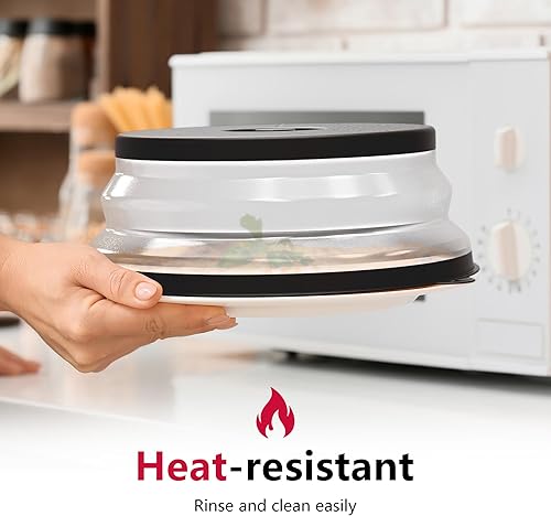 Miniatura 2 de WVM Cubierta para salpicaduras de microondas ventilada para alimentos con agujero de gancho, protector de salpicaduras y colador de cocina para