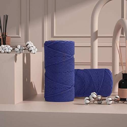 Miniatura 4 de ZUEXT - Cuerda de algodón de macramé de 0.197 in x 109 yardas, 100% natural, hecha a mano, colorida, cuerda de algodón trenzada para colgar en la