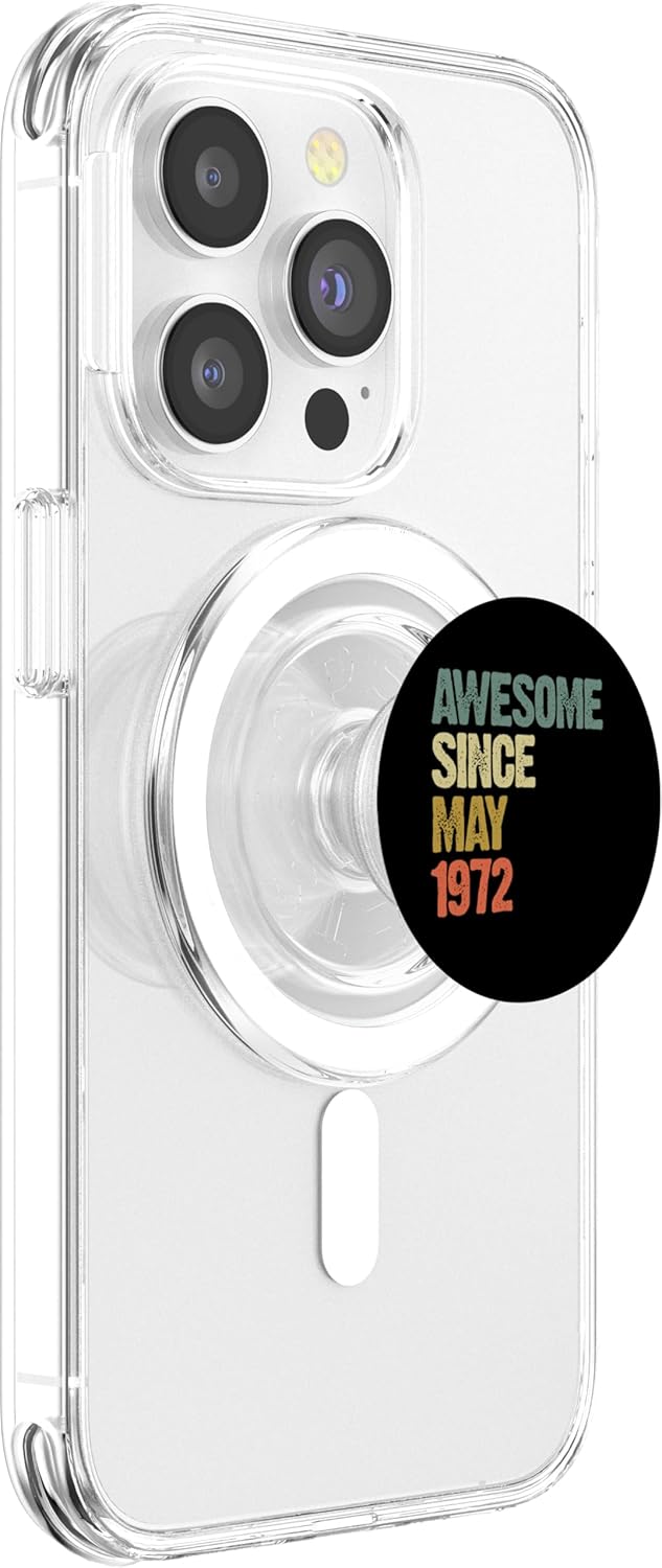 Awesome Since May 1972 47 Years Old 47th Birthday Gift PopSockets Grip and Stand for Phones and Tablets PopSockets MagSafe PopGrip for iPhone