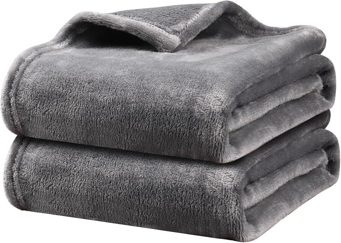 Onarway Dog Blanket Washable for Bed: 2 Packs Dog Blankets 40”x47” - Fluffy Soft Large Throw for Cat Puppy Kitten Dogs - Fleece Pet Blankets for Crate Couch Car and Indoor - Grey