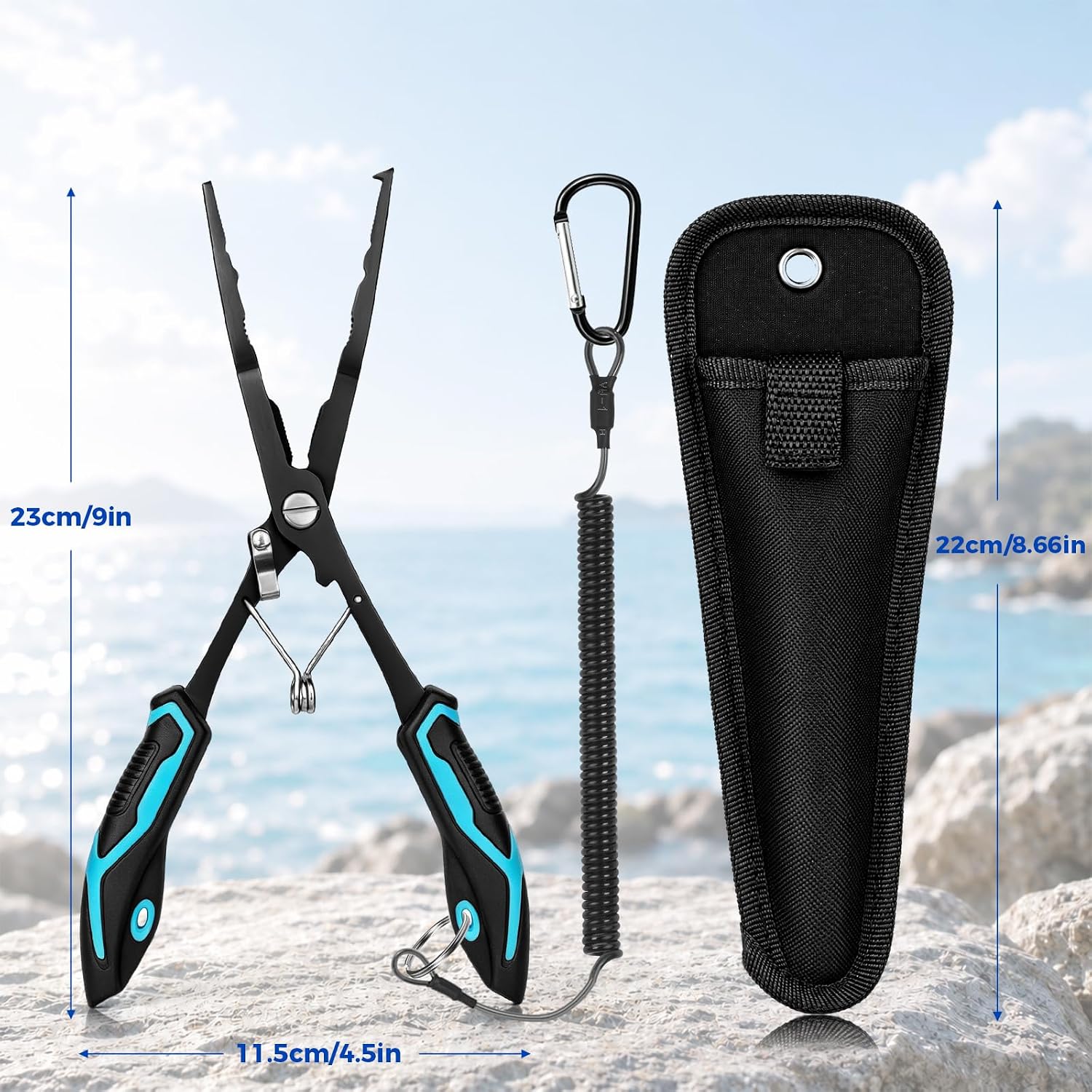9 Inch Long Nose Fishing Pliers,Hook Remover Fishing Pliers