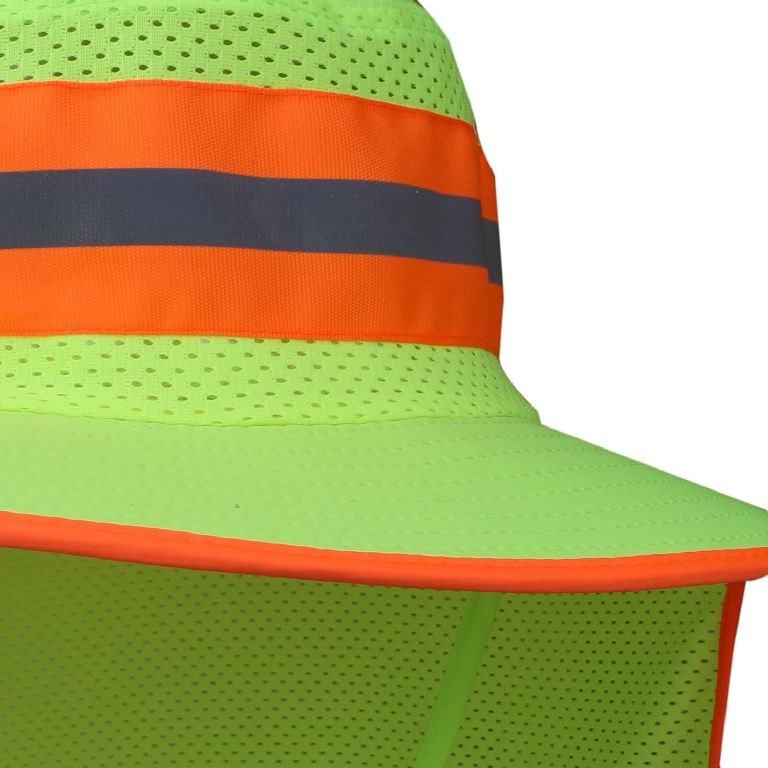 Men High Visibility Reflective Bucket Hat with Neck Flap Wide Brim Boonie Sun Hat Cap