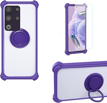 bojioderf Case Compatible for Nuu Mobile N30 S6704L Phone Case Cover [with 1*Tempered Glass Screen Protector] PC + Silicone [360 Metal Ring, Magnetic Car Mount] CSKB-ZI