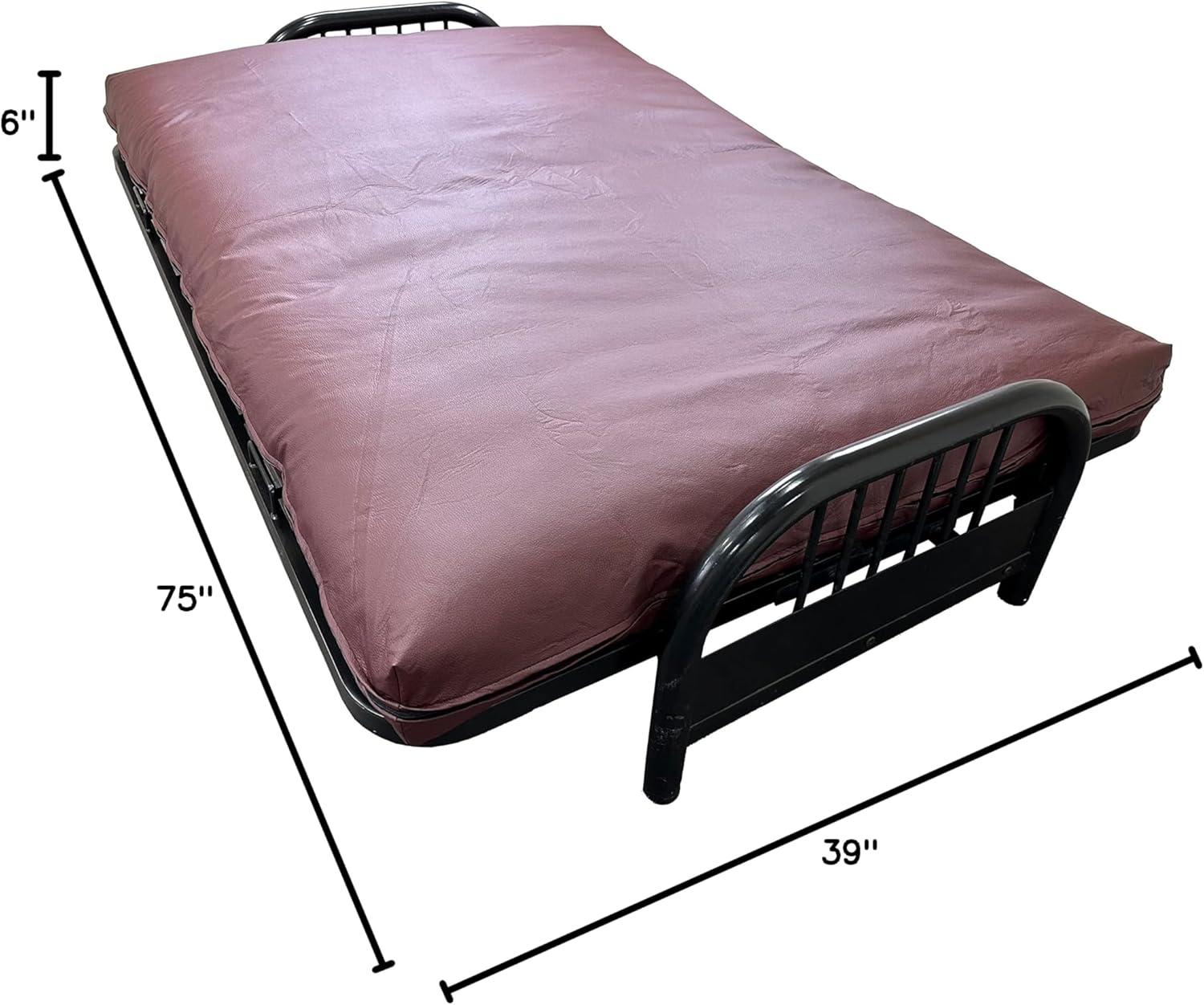 D&D Futon Furniture Leather Look Vinyl Futon Covers, Mattress Protector Slipcovers (Burgundy, Twin Size 6x39x75 in)