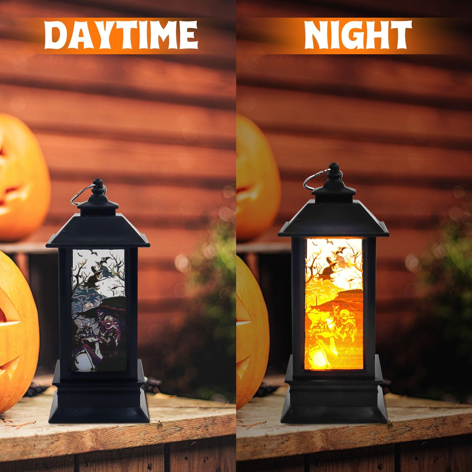 Lanterne LED Halloween - 4 Modèles (Citrouille, Sorcière...) - Décoration Effrayante Intérieur/Extérieur