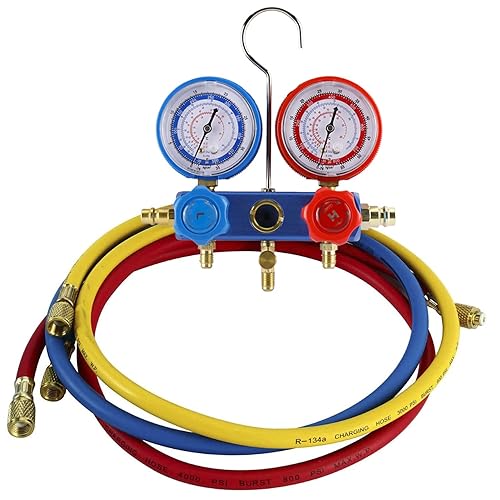 Miniatura 4 de Bomba de vacío de aire de paletas rotativas de una etapa de 110 V 4CFM 13 HP Kit de refrigeración HVAC AC Juego de manómetro de CA con detector de