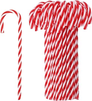 48 Plastic Candy Cane,Red Christmas Ornaments for Tree Decor