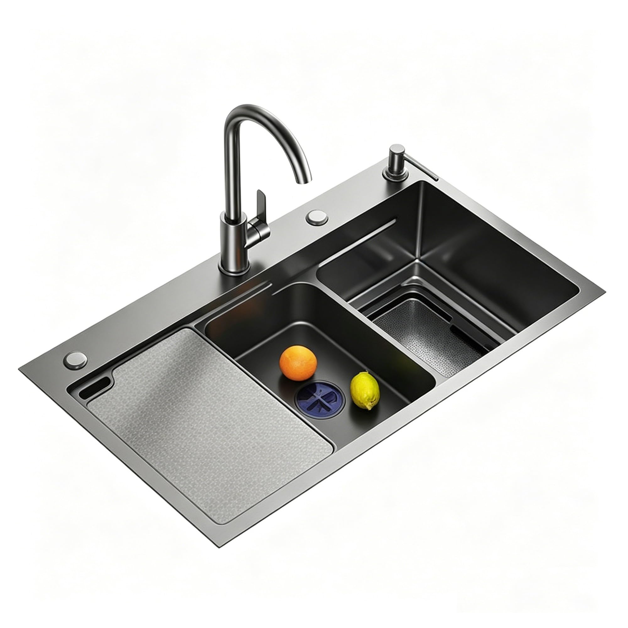 SC Kitchen Sink, Stainless Steel Single Sink with Drain Kit and Strainer, Suitable for Restaurants Cafes(B)