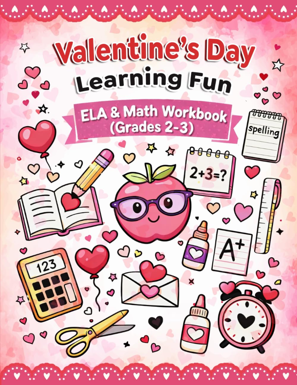 Valentine’s Day Learning Fun: ELA & Math Workbook for Grades 2–3