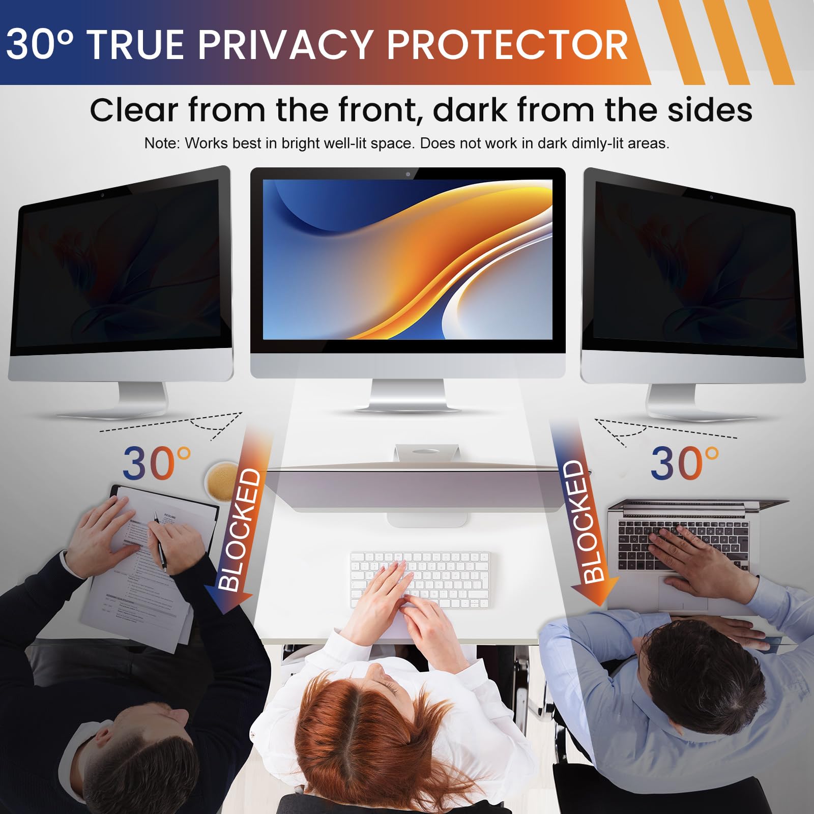 SOPPY Protector de pantalla magnético de privacidad para computadora de 23.8 pulgadas para monitor 16:9, filtro privado extraíble de 23.8 pulgadas para bloqueo antirreflejos de luz azul, protector de