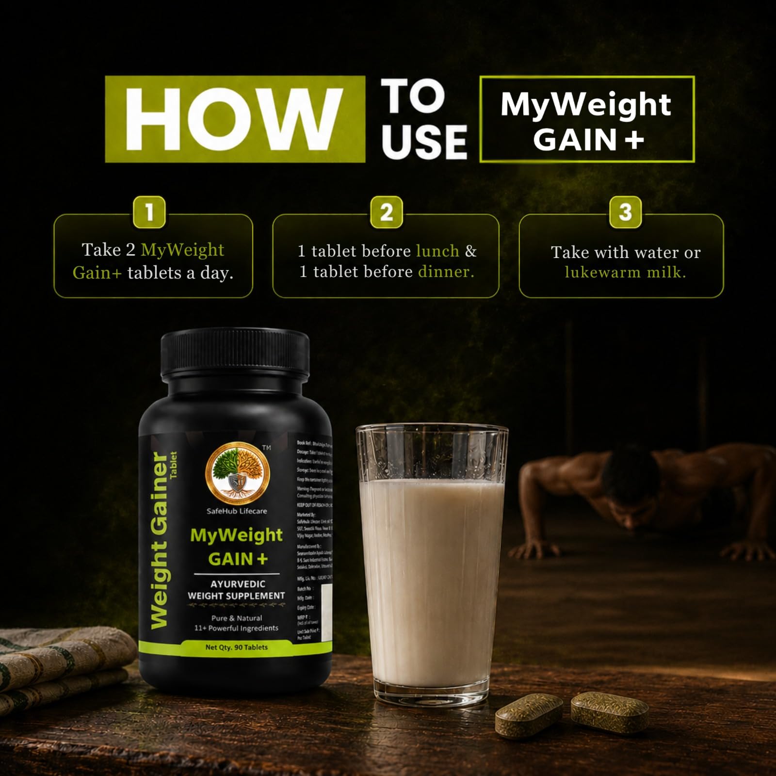 MyWeight GAIN+ Weight Gainer Tablets, Men & Women, 90ct — Amazon image 6
