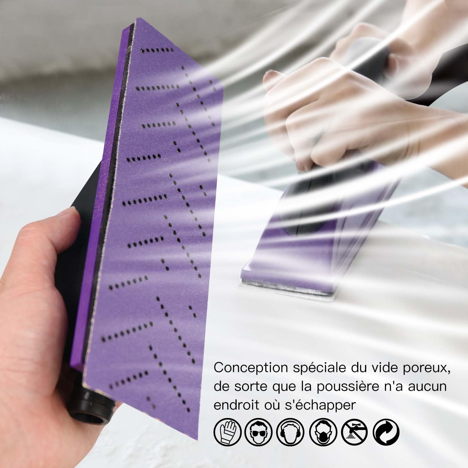 Rouleau de Papier de Verre Céramique Violet 70 mm x 12 m Rouleau de Ponçage Automobile Multi-trous Pour Enlever les Revêtements, Ponçage Automobile, Grain 180