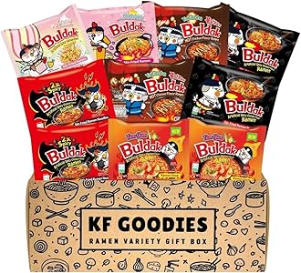 KF GOODIES Korean Ramen Variety Pack Gift Box (10 Count) – Spicy Buldak Noodle Assortment for Birthdays, College Care Packages, Office Snacks, and Gift Baskets