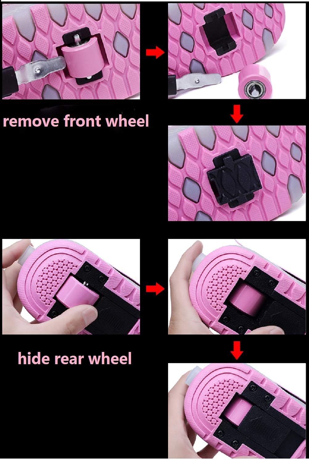 Miniatura 6 de Ehauuo Kids Two Wheels Shoes with Lights Rechargeable Roller Skates Shoes Retractable LED Flashing Sneakers Wheels Shoes for Unisex Girls Boys