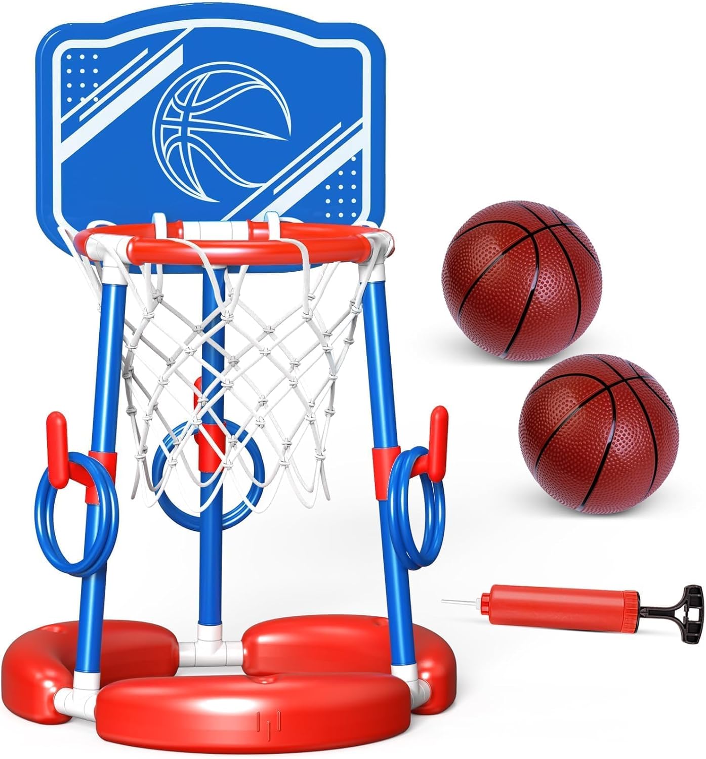Pool Basketball Hoop Poolside with Backboard & Ring Toss Pool Games,Floating Basketball Hoop for Pool Toys for Kids Ages 4-8,Family Party Summer Toys for Kids Ages 8-12,Summer Vacation, Blue