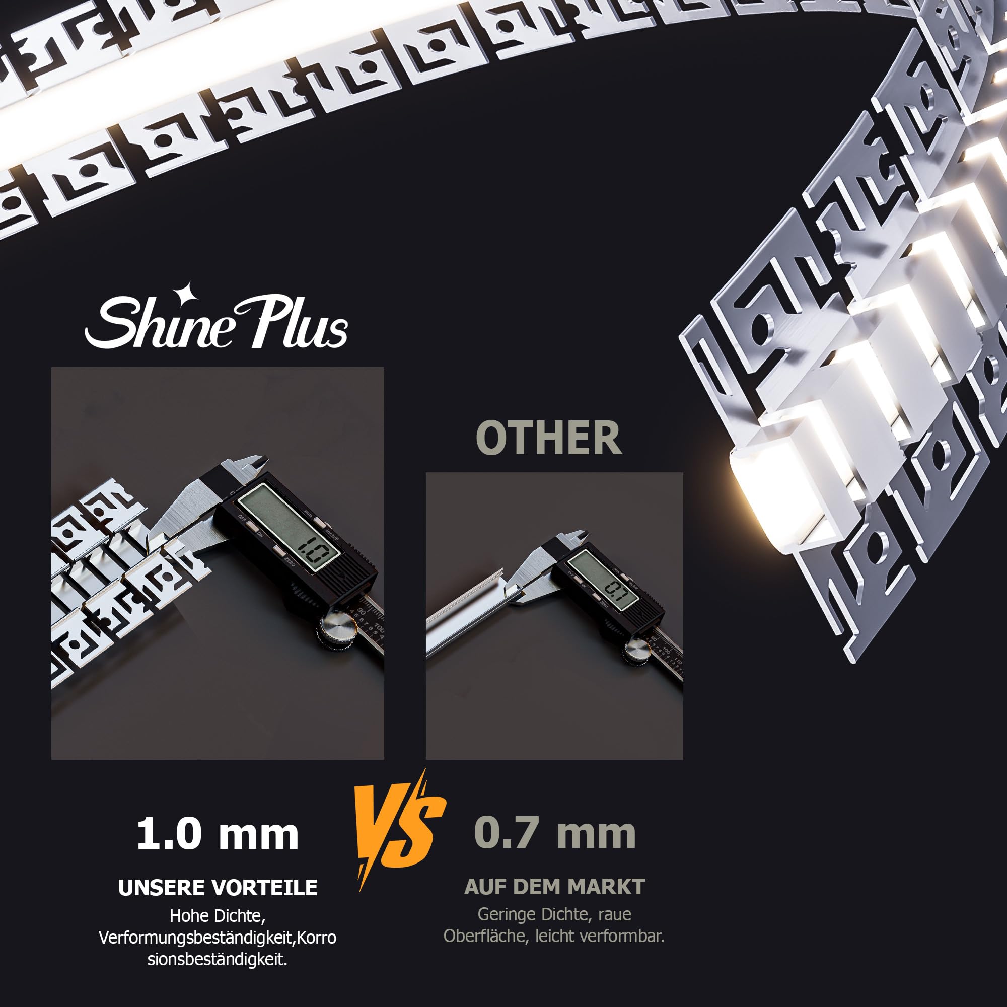 Shine Plus Profilo LED flessibile per controsoffitti 2m, guida LED curva per strisce LED, flessibile per costruzioni a volta e decorazioni murali (FS61_2m, 20 pezzi)