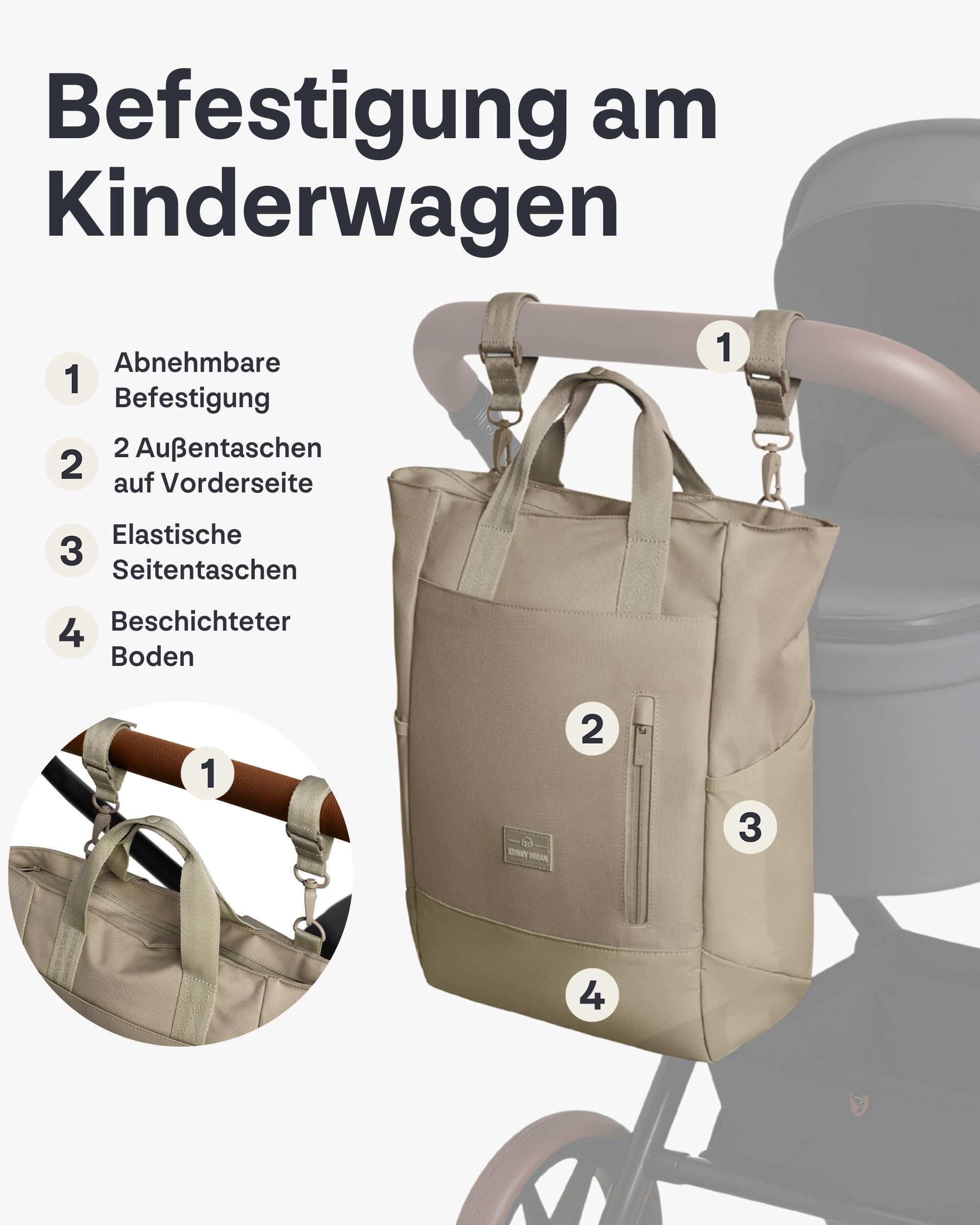 Johnny Urban Wickelrucksack & Wickeltasche für Kinderwagen - Blair - Kinderwagentasche mit vielen Fächern & Flaschenhalter - 16 Liter Volumen - Wasserabweisend
