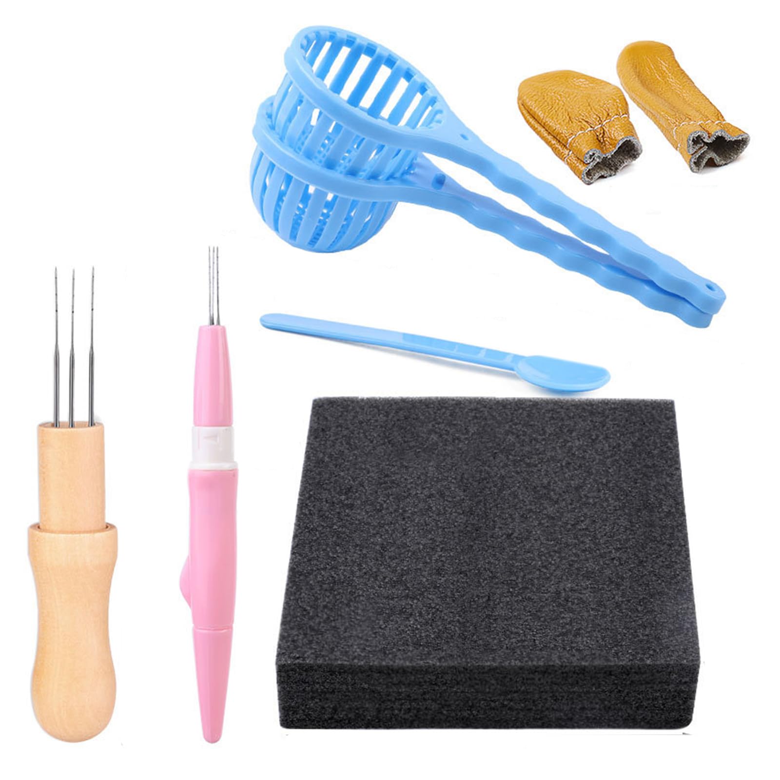 Hsioluted Felting Needle Kits, Wool Felt Needle Tools with Wooden Handle for Wool Craft Animal Toy, Felting Starter Kits Starter for Adults Beginners