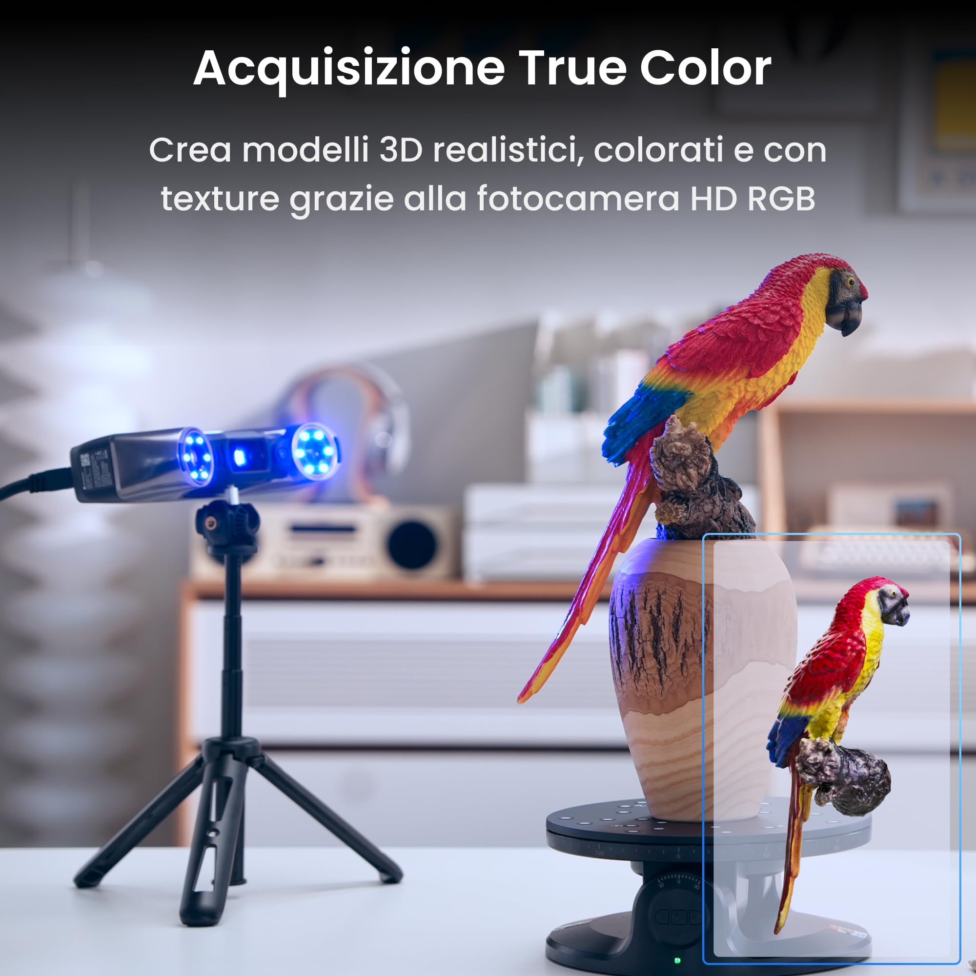 Revopoint MetroY Pro Scanner 3D per Stampa 3D, Precisione da 0,01 mm, Scanner Portatile Laser Blu Precisione Industriale 34+15+1, a Tutto Campo con a 62 Linee di Scansione, Anteprima in Tempo Reale
