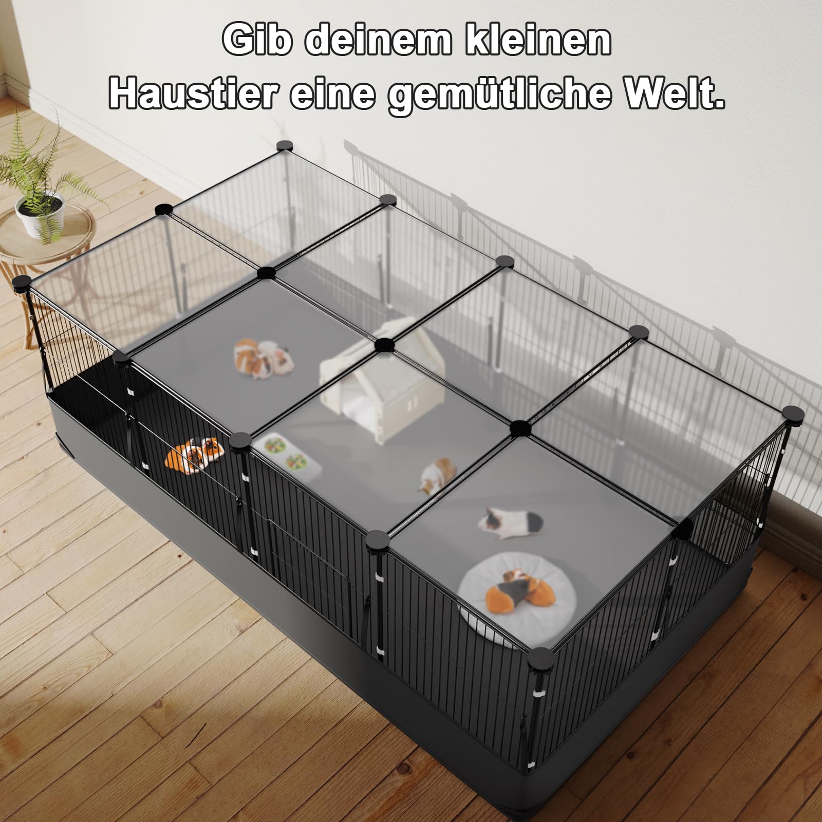 Aystkniet Wybieg dla świnek morskich, wybieg z górną pokrywą i wodoodporną karmą dna, 122 cm x 60 cm x 40 cm, wybieg dla małych zwierząt dla chomików, królików, żółwia, kociąt Gerbil, klatka dla