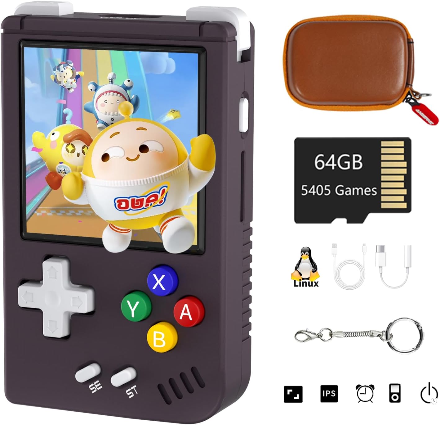RG Nano Pocket Mini Video Handheld Game Console Keychain 1.54" IPS Screen Aluminum Alloy Game Player Linux System 64G TF Card Preload 5360 Classic Games 1050mAh Battery Hi-fi Speaker