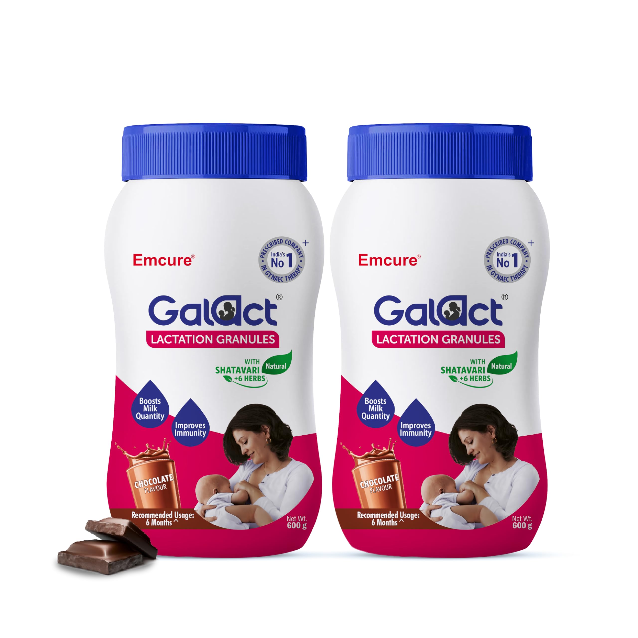 Galact Lactation Granules 600g x 2 for Breastfeeding Mothers | 4X Breast Milk Boost | Clinically Tested Lactation Supplement | Shatavari & 6 Herbs | Boost Immunity | Chocolate Flavour | 60 Days Pack