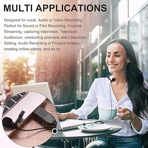 Miniatura 6 de PChero Micrófono de solapa USB Lavalier, micrófono de computadora USB con clip para PC, Mac, laptop, YouTube, Skype, Tiktok, grabación, podcasting,