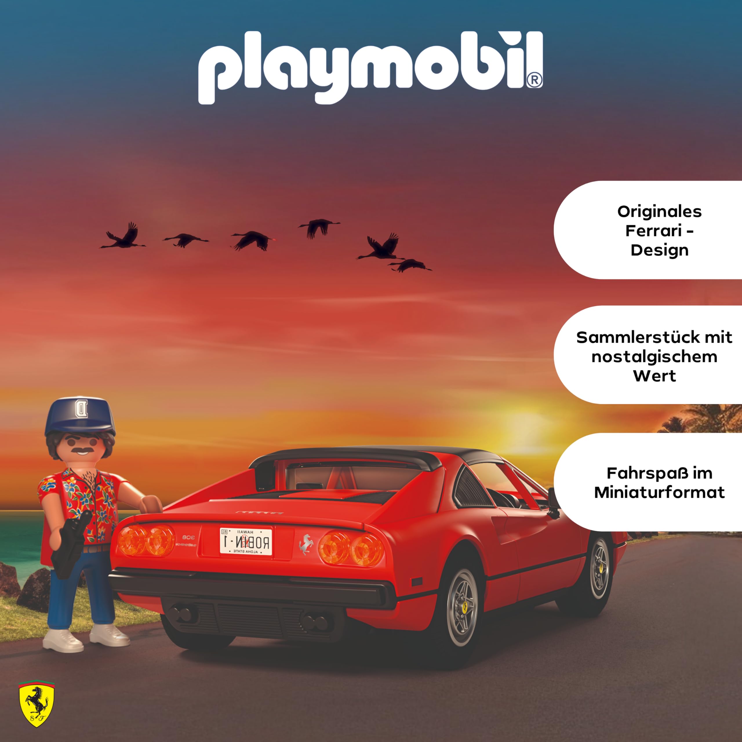 PLAYMOBIL | Cars | Magnum, P.I. Ferrari 308 GTS Quattrovalvole | Famous Cars | Supersportwagen | Sammlerstück für Autofans | Spielzeug für Sammler und Kinder ab 5 Jahren | 71343