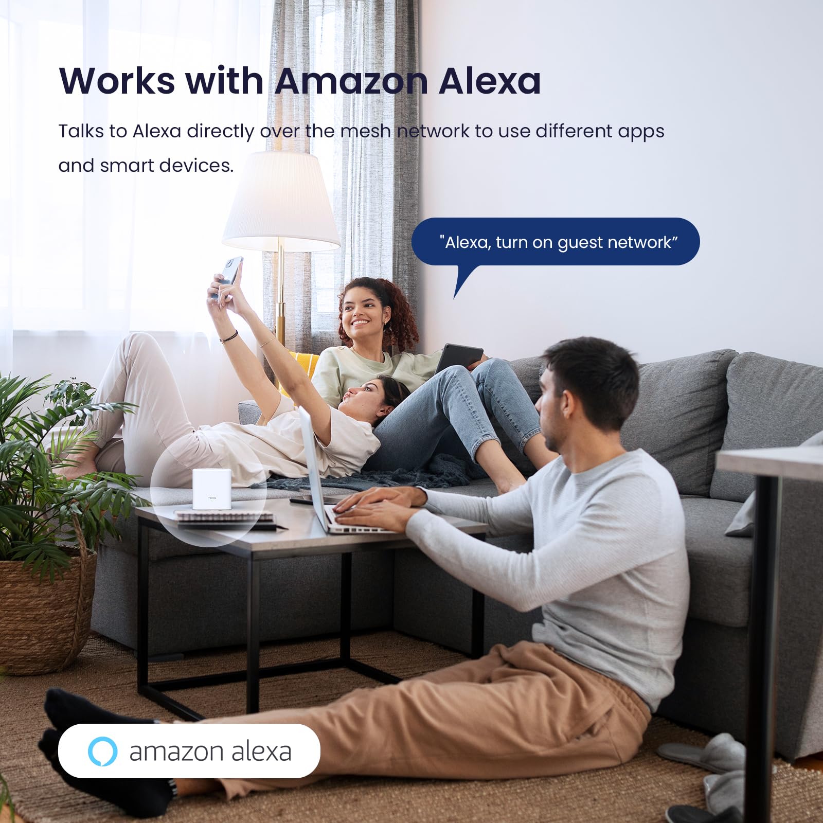 Tenda Nova AX1500 - Sistema WiFi 6 de Malla para Todo el hogar, Cobertura de hasta 2-4 Habitaciones, Malla Wi-Fi de Doble Banda con 2 Puertos Gigabit, Compatible con Alexa, Control Parental y fácil