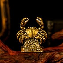 Cancer Cancer Crab Zodiac Brass Sculpture Handmade Solid Retro Figurine, Unique Home & Office Decor, for Astrology Fans