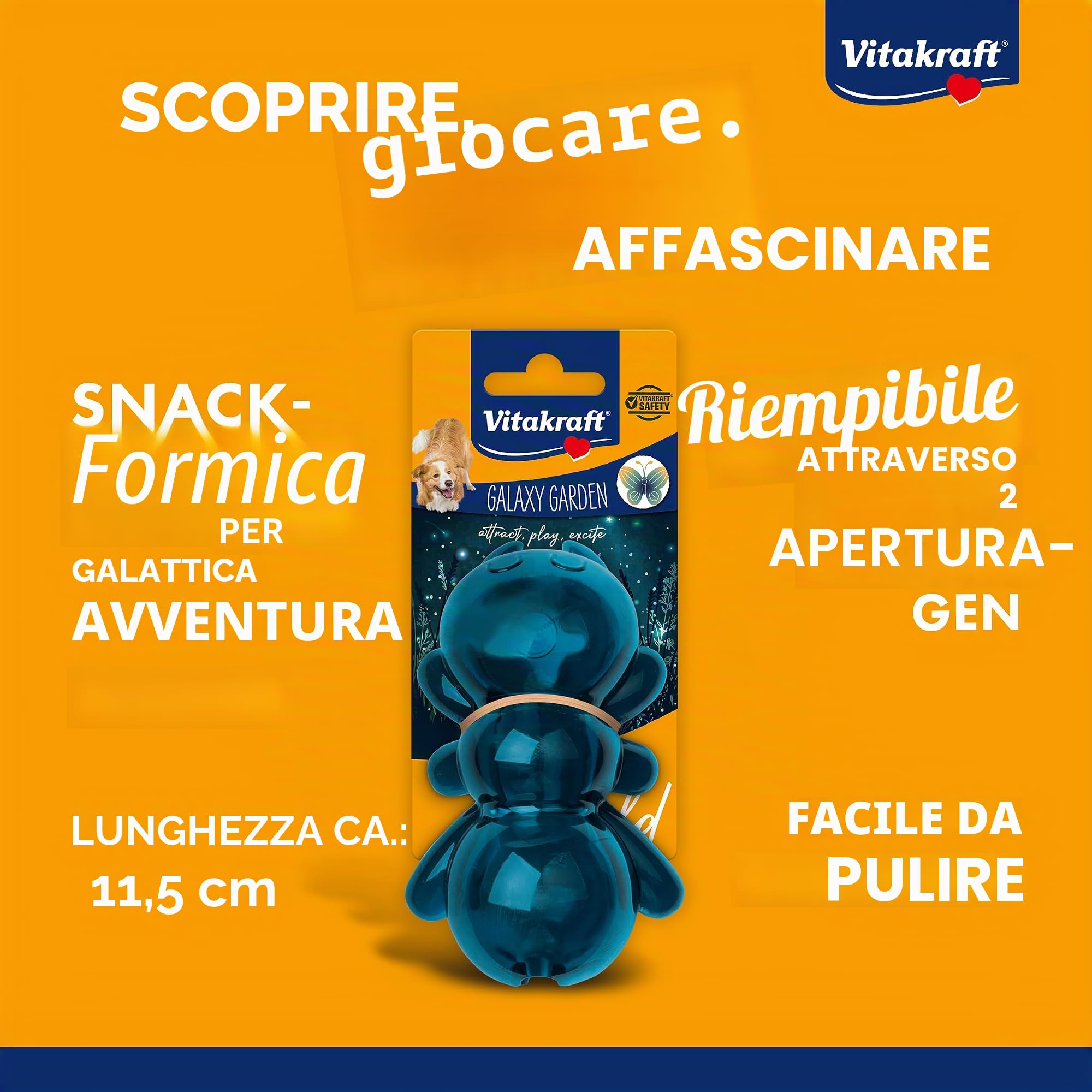 Vitakraft Galaxy Garden formica, gioco per cani, gioco interattivo per cani, riempibile con snack cane (1 pz)