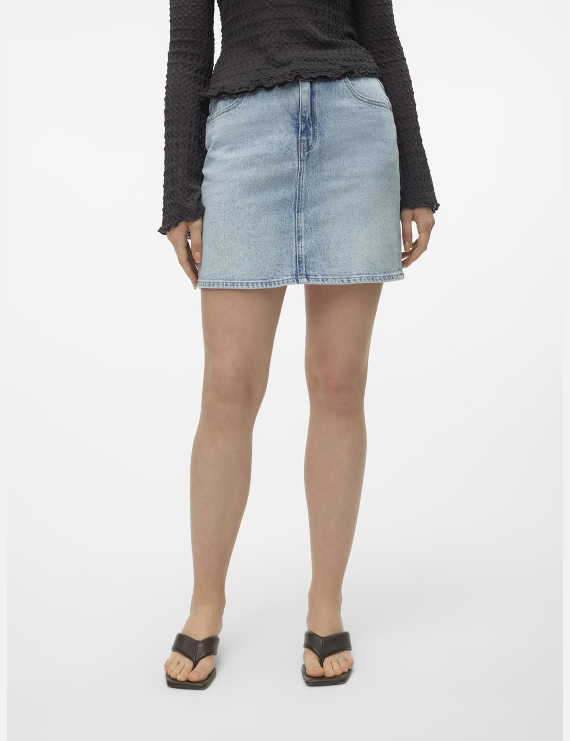 Vero Moda Damen Mini Jeans Rock VMTessa kurzer Damenrock mit Taschen