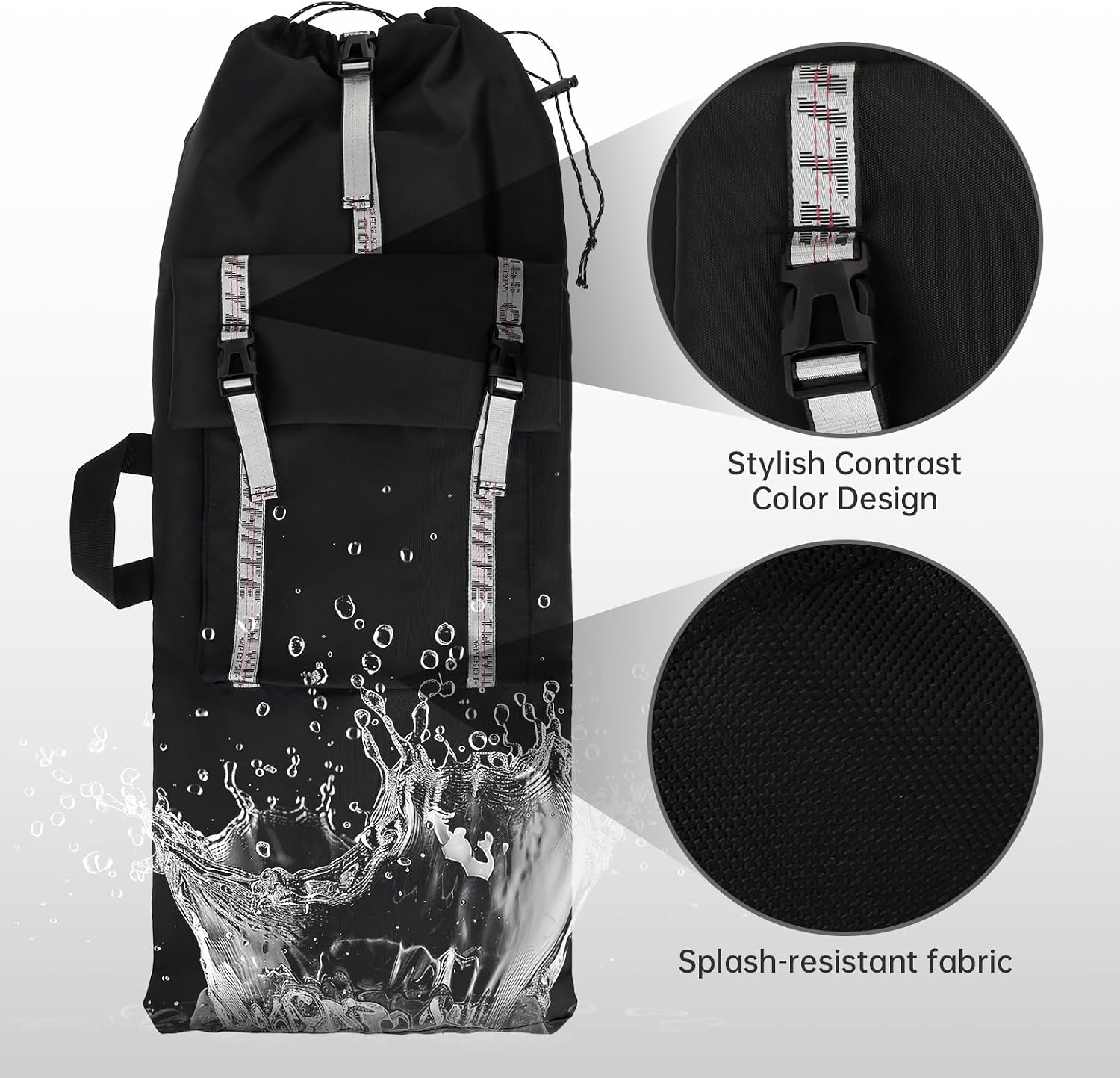Large Skateboard Backpack - Fits 30 Inch & Oversize Skateboards up to 33", Waterproof Durable Skate Bag with Adjustable Shoulder Strap, Outer Pocket & Reflective Zipper Chain