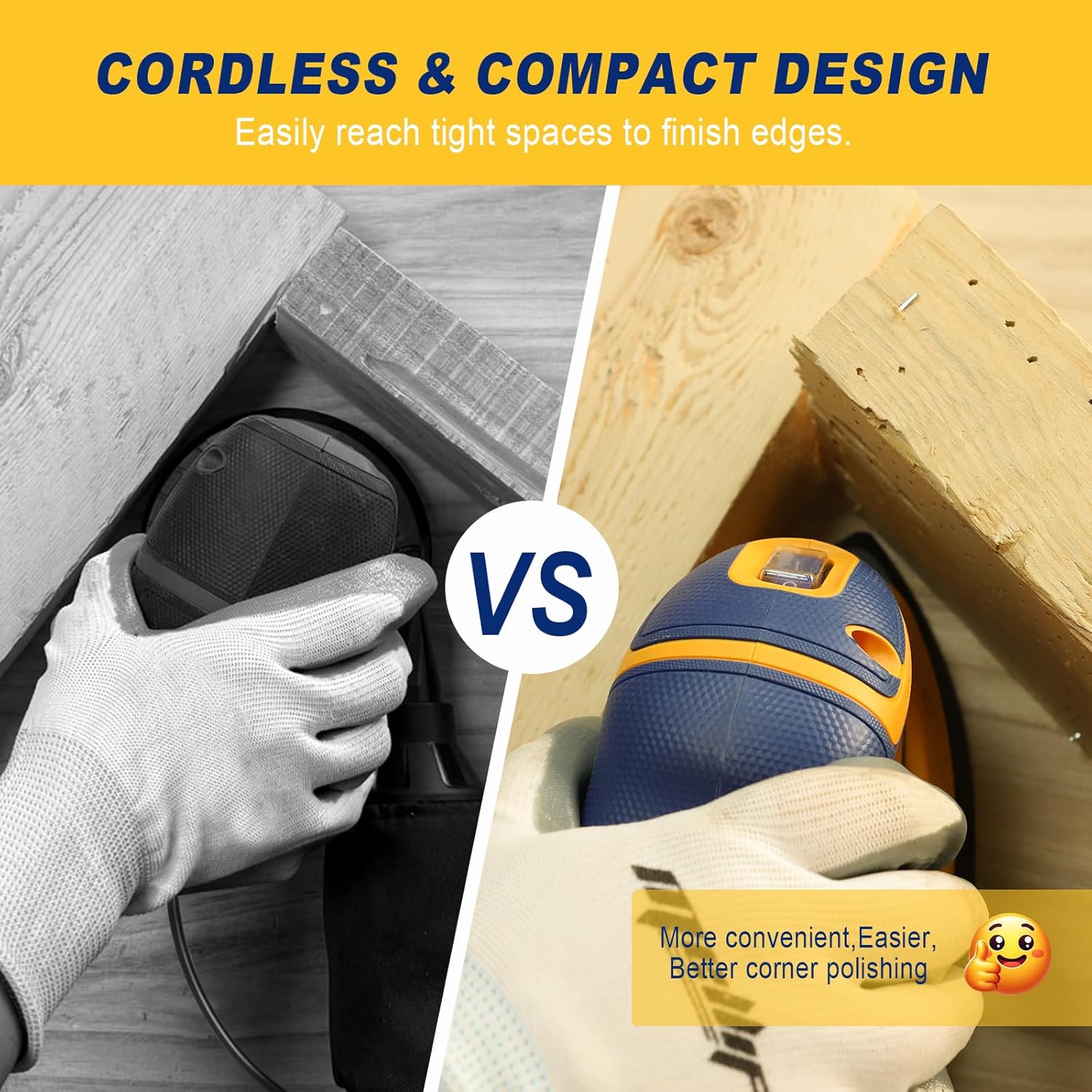 Cordless Detail Sander Compatible with Dewalt 20v Max Battery, 1.9Amp, Dust Collector, Brushless 12,000 OPM Speed, Compact Soft Palm Grip, 10pcs Sanding Pads, 2.0Ah Charger & Battery Kit - Image 5