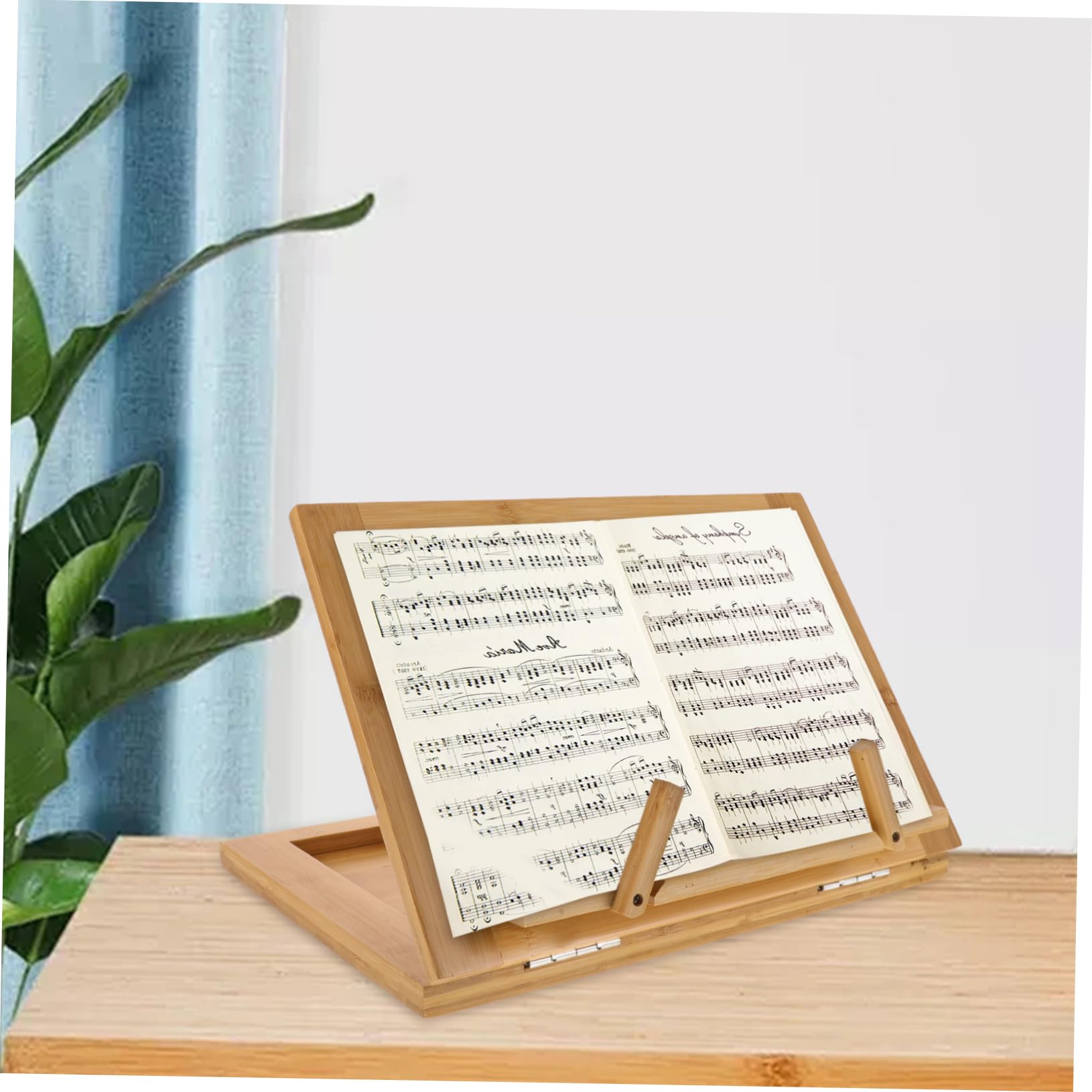 ifundom Leggio Spartiti Musicali da Tavolo in Bambù, Portatile e Facile da Montare, Supporto per Libri e Lettura