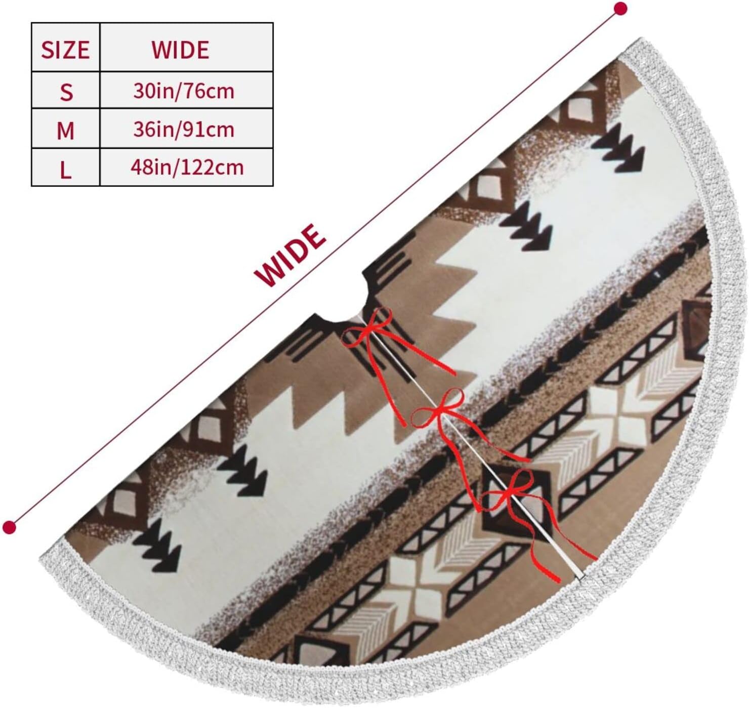 Native Printed Christmas Tree Skirt 48" Inch Tassel Xmas Tree Skirts Decorations for Holiday Party Tree Mat Halloween Christmas Decor