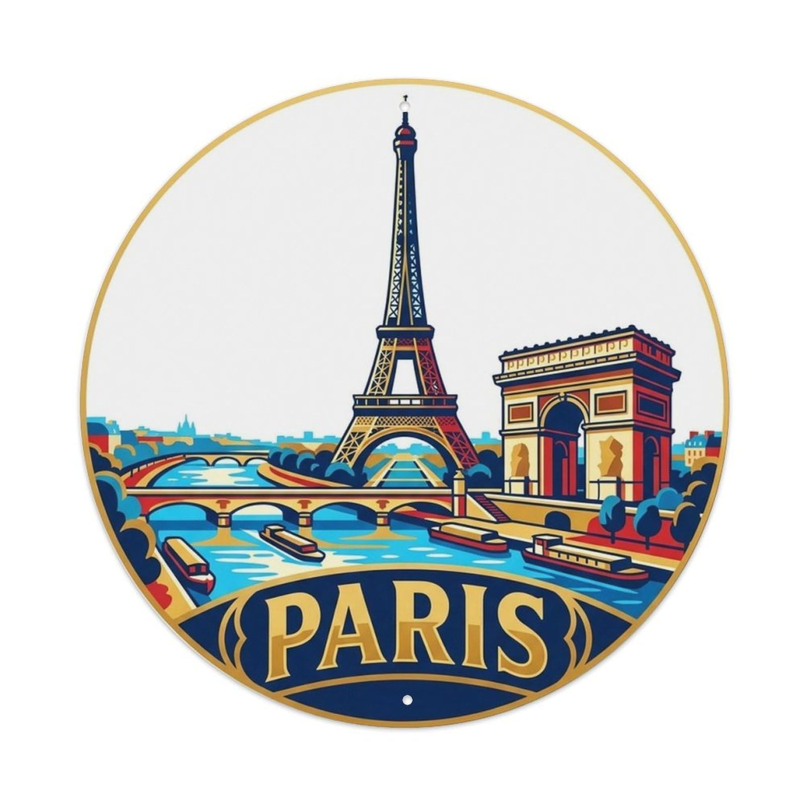 Paris France Vintage Travel Destination Landmark Metal Tin Sign