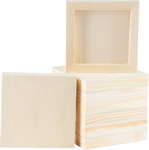 Miniatura 8 de ADXCO 8 paneles de madera de 3.9 x 3.9in sin terminar lienzo de madera paneles de madera para pintura, verter, uso de artes con aceites, acrílicos