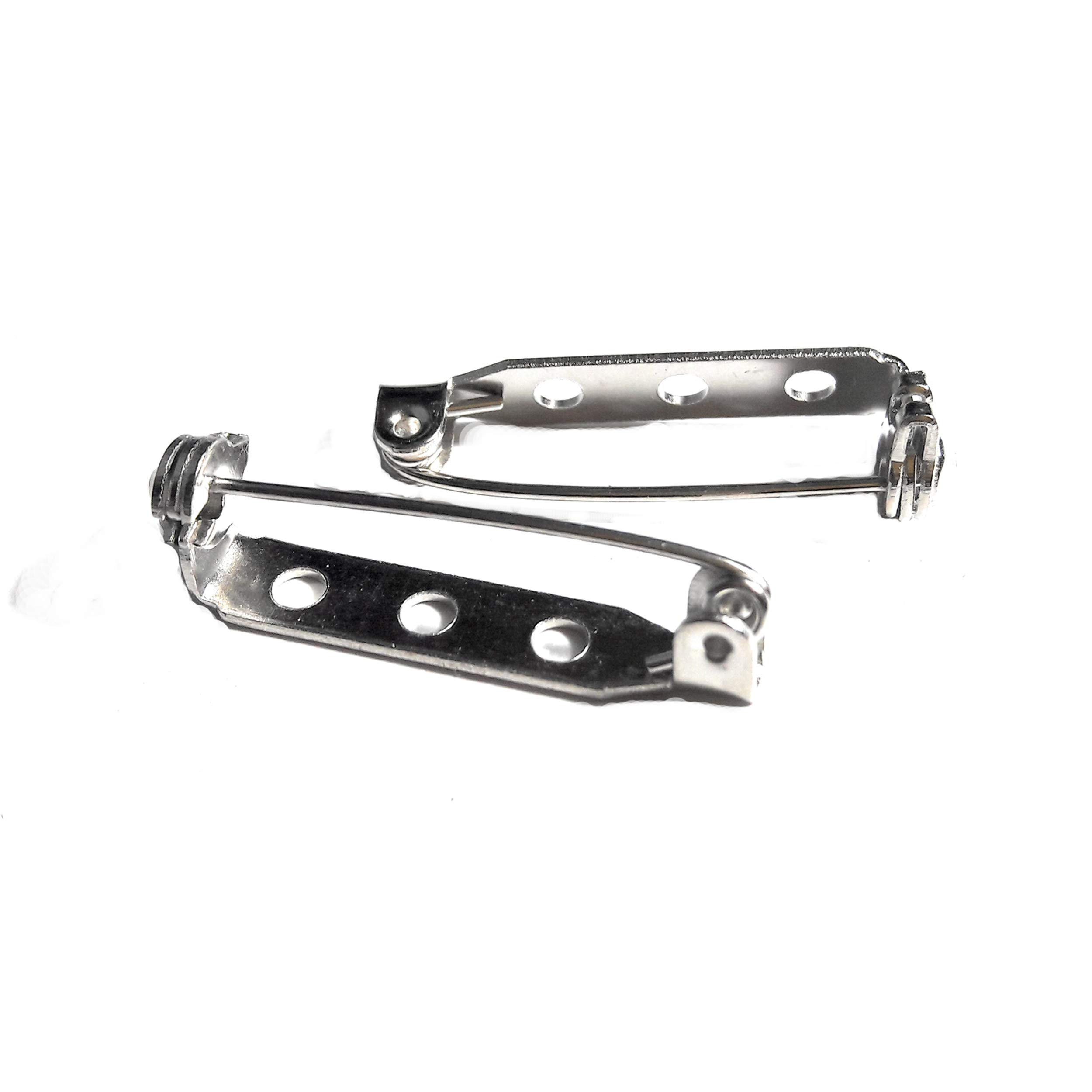 50-Piece Brooch Pin Back Base Safety Pins with 3 Holes 25MM Connectors Hoops Clasps Metal Jewelery Findings Accessories